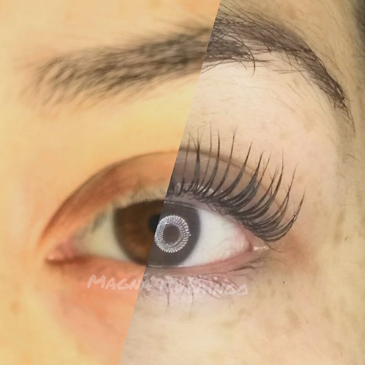 Antes y después de perfilado de cejas en MAGNA Estética