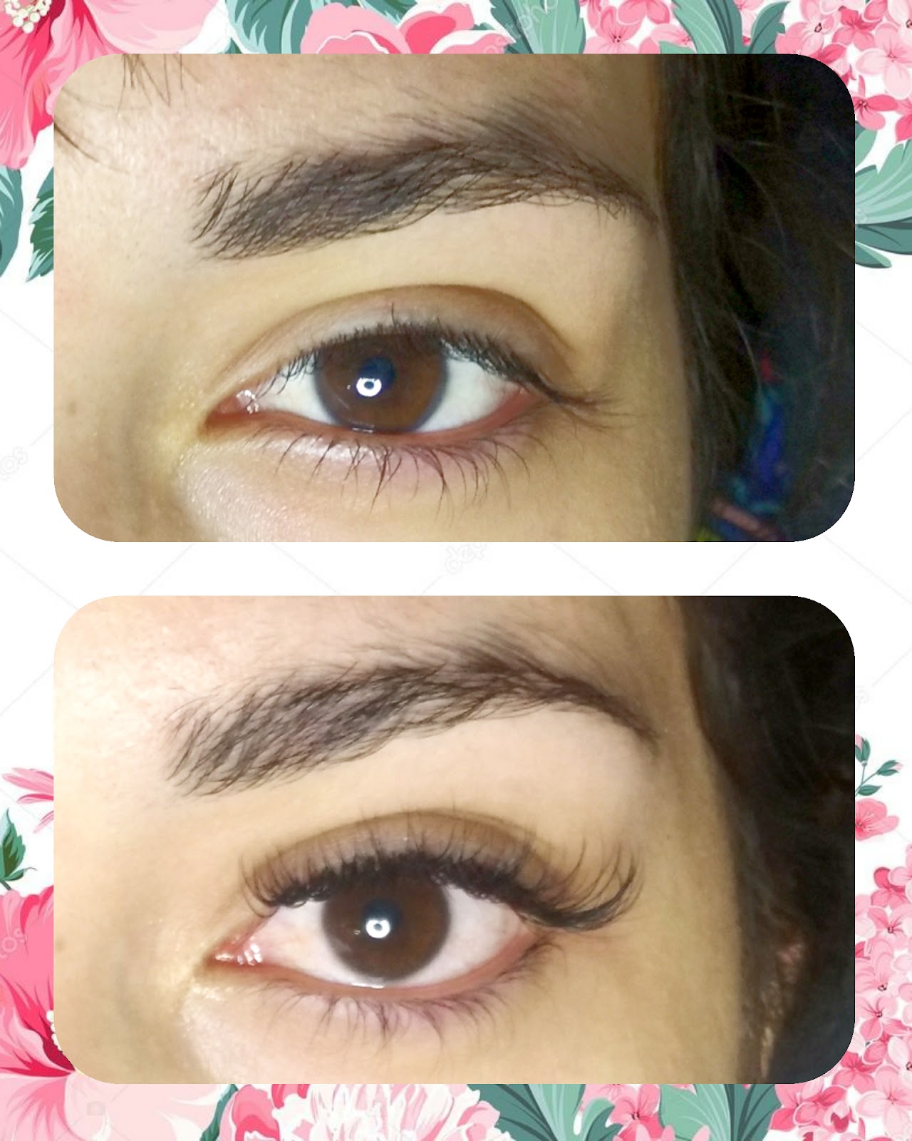 Antes y después de laminado de cejas en MAGNA Estética